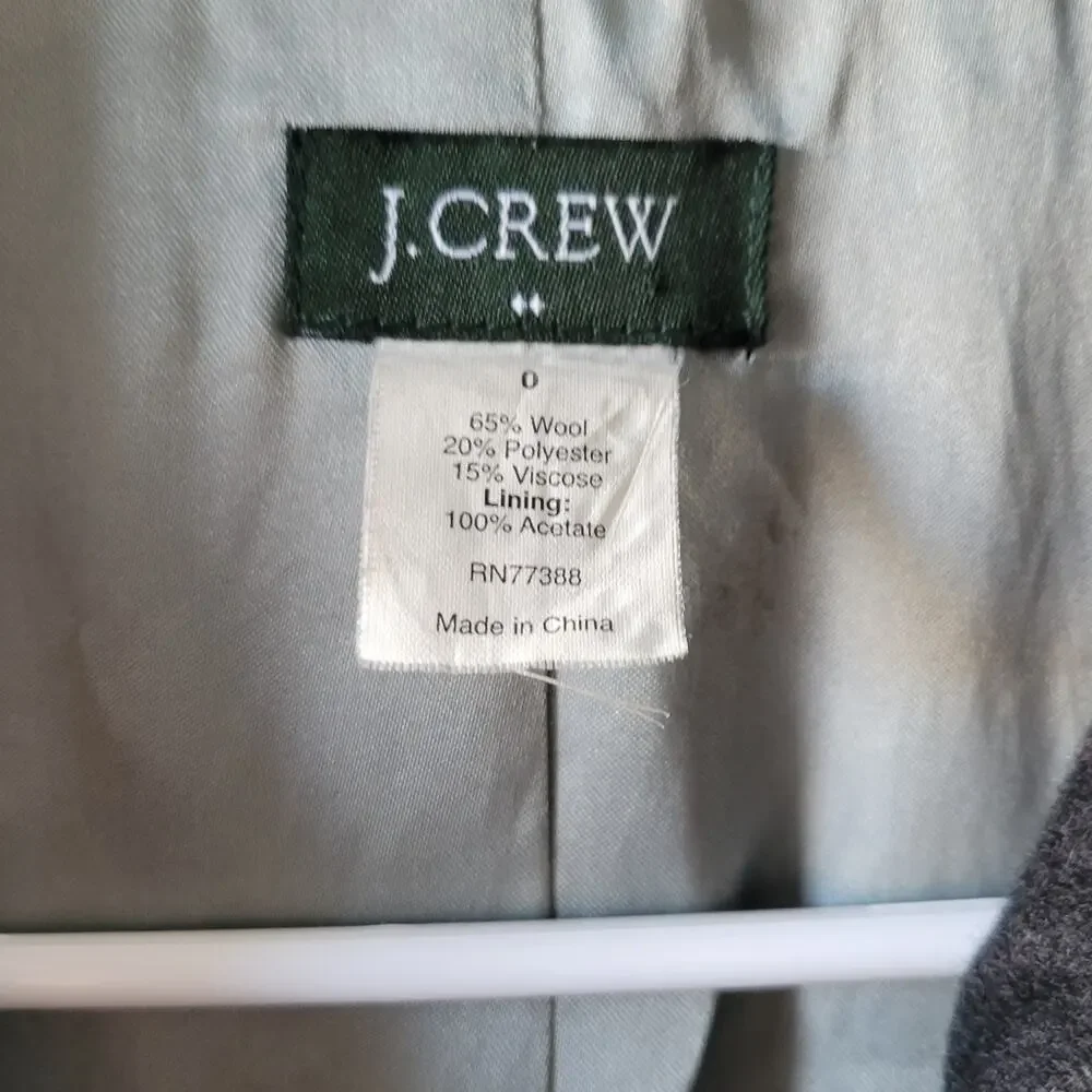 Size 9 J. Crew black wool long pea coat with pockets - Picture 4 of 4